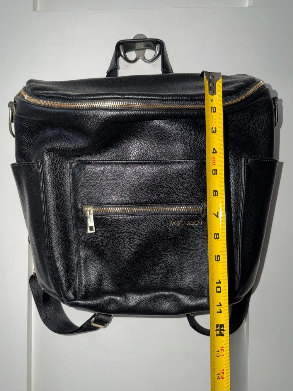 Fawn Design Diaper Bag Backpack Messenger Black Vegan Leather Original